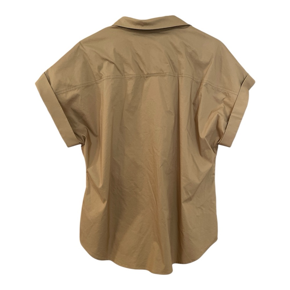 Tan Ralph Lauren Black Label Button Down Twist Women's Top Cotton Blend Size XL - Picture 3 of 5
